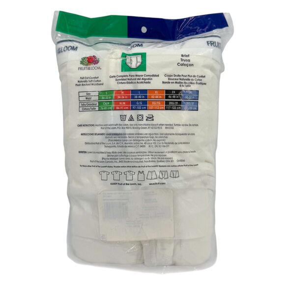 NEW VTG Fruit of the Loom 2009 Classic White Briefs Cotton 7 Pack Underwear XL - Picture 2 of 6